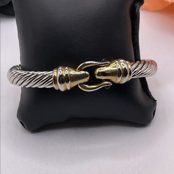 09.19.25_7- Twisted Cable Bracelet in Two-toned silvertone & Gold Magnetic Clasp - Picture 1 of 5